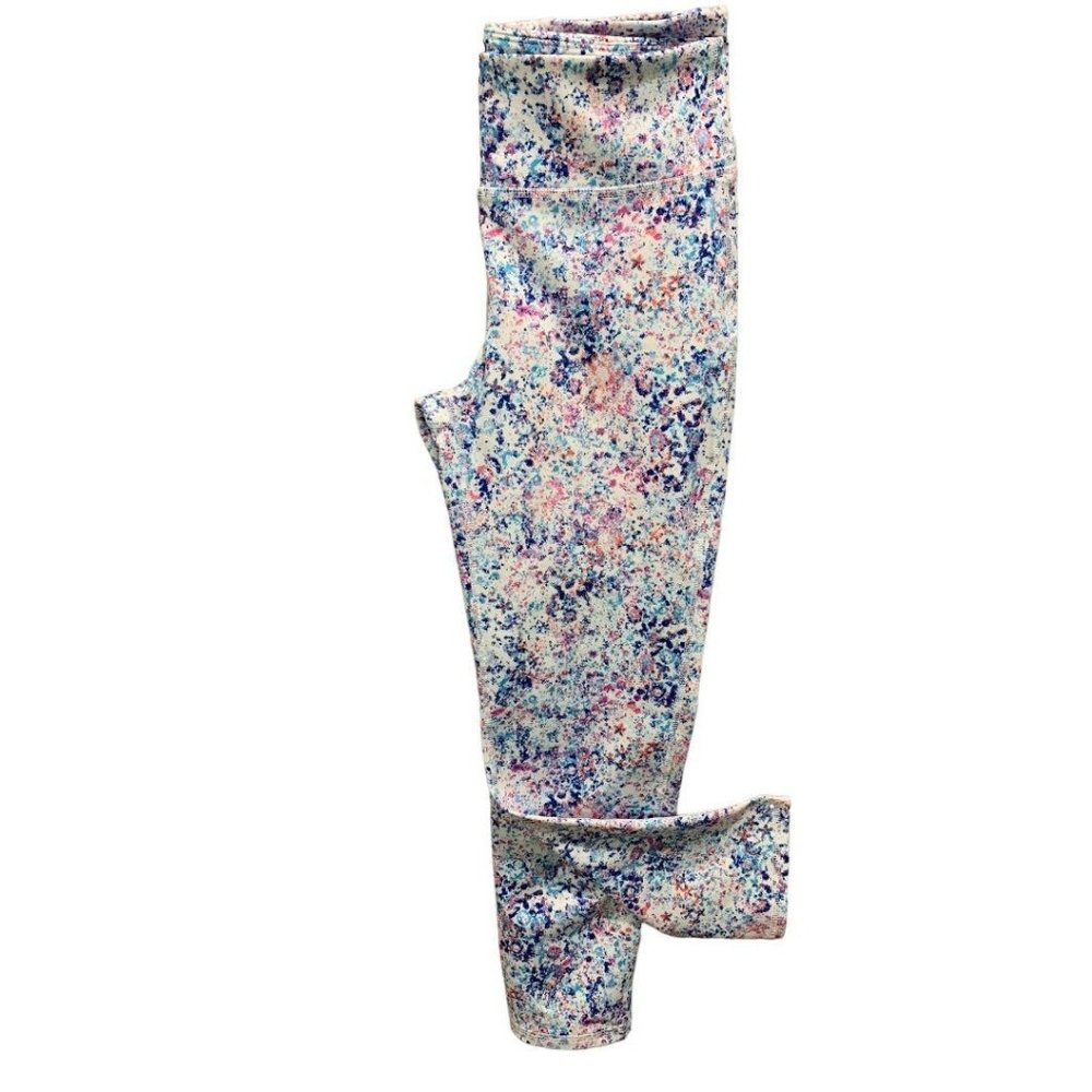 XS Gap Women's Activewear Print Capri Leggings 21.5" Inseam White Blue Pink